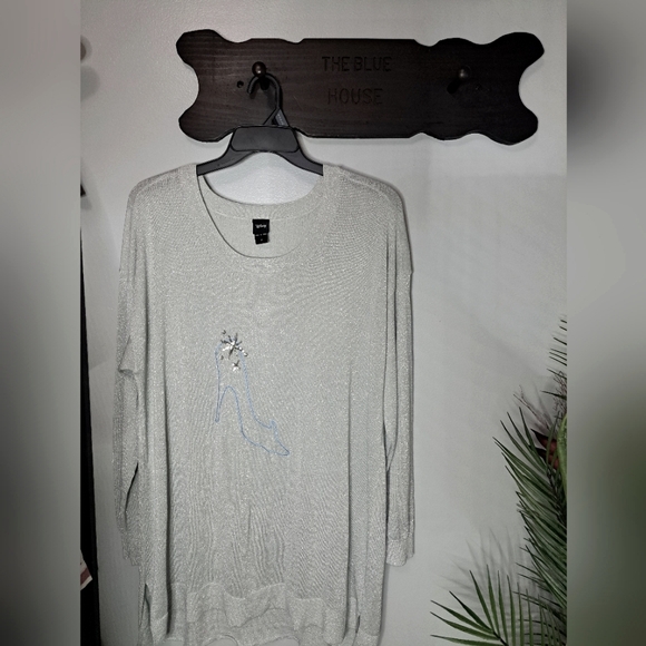 Disney Torrid Cinderella Shoe Cardigan Sweater Tunic Dress Top  Sz 2 - Picture 1 of 6
